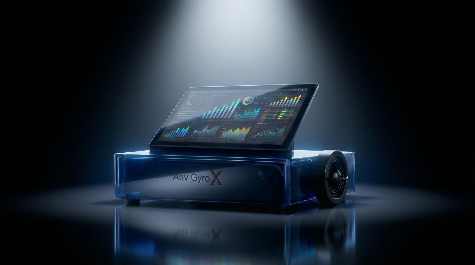 ANV-Gyro X — front view, blue underglow